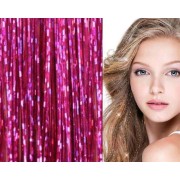 Bling Silver glitter hair Extensions 100 pcs glitter hair strand 80 cm - Rose